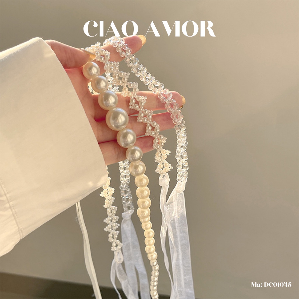 Choker ngọc, Băng đô tóc trước chuỗi ngọc xinh xắn Phụ kiện tóc Ciao Amor - DC01045