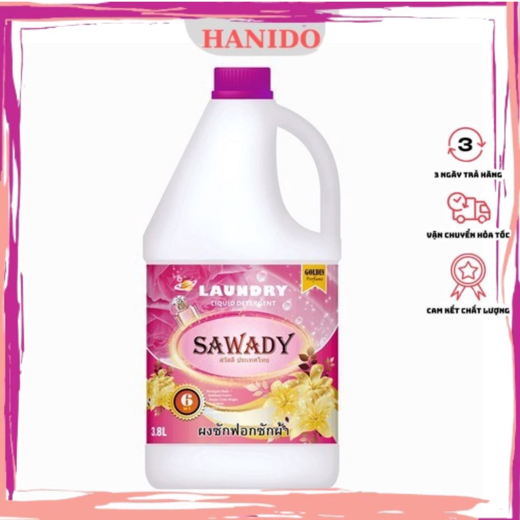 Nước giặt xả 6 trong 1 diệt khuẩn thay nước xả chống ẩm mốc lưu hương Sawady 3,8L Hàn Quốc