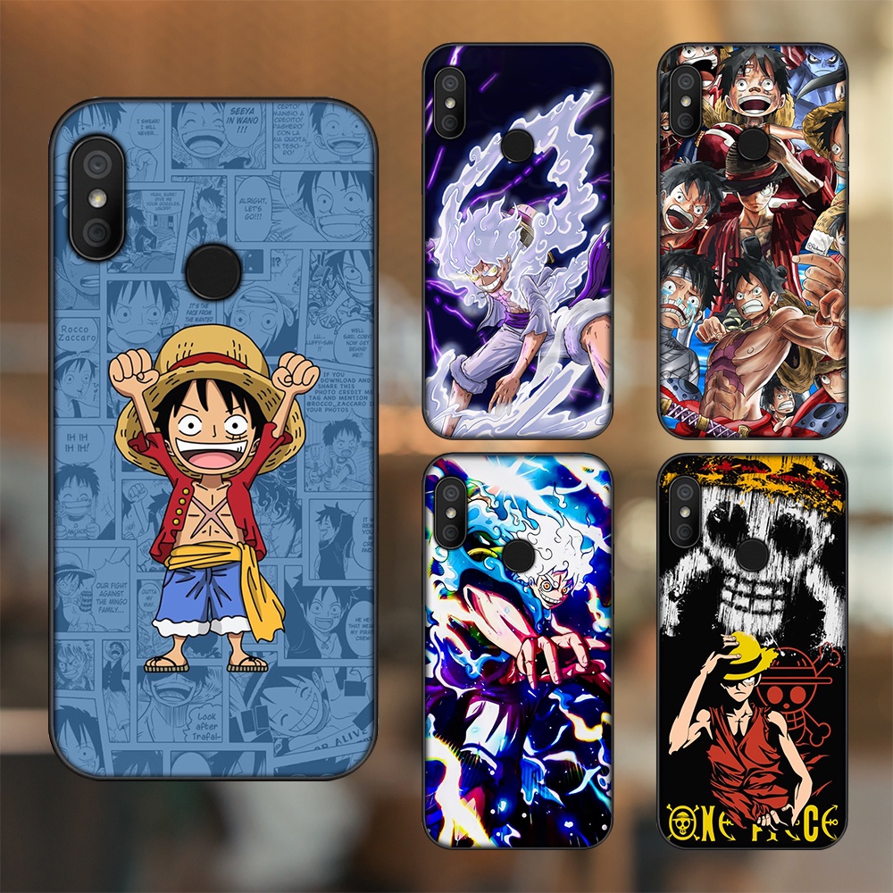Ốp lưng Xiaomi Redmi 6 Pro, Mi A2 Lite viền đen in hình Luffy One Piece