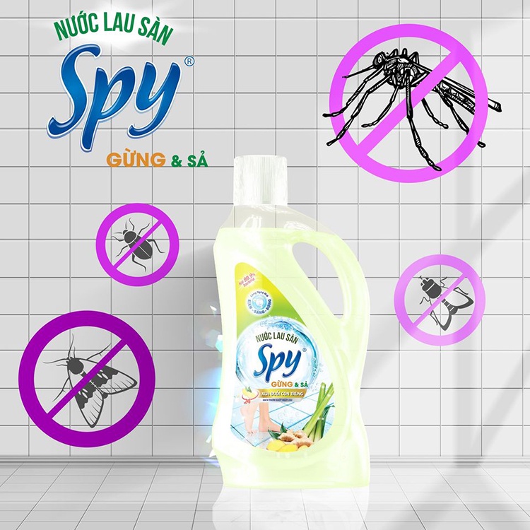 Nước lau sàn SPY, nước lau nhà dung tích 950ml 4 mùi hương Quế, gừng xả, chanh, cam mã hàng SP000062