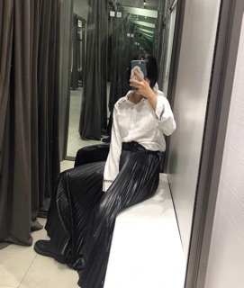 CHÂN VÁY MIDI ZARA DẬP LY CÓ BELT