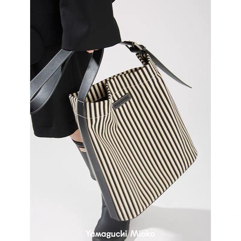 ۞✻Túi Xách Cỡ Lớn Phối Thắt Lưng Họa Tiết Kẻ Sọc Thời Trang