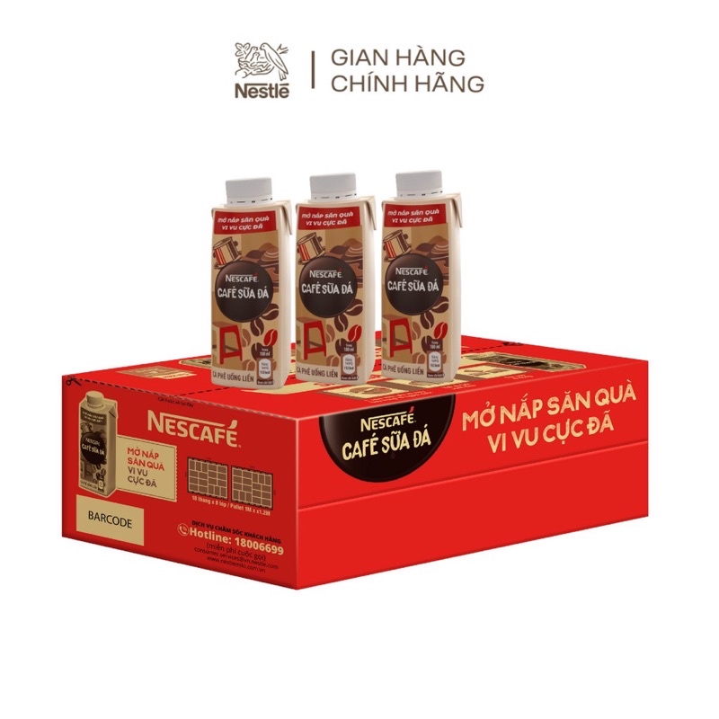Thùng 24 hộp cafe sữa đá uống liền nescafe( hộp 180ml)- có ship hỏa tốc HCM