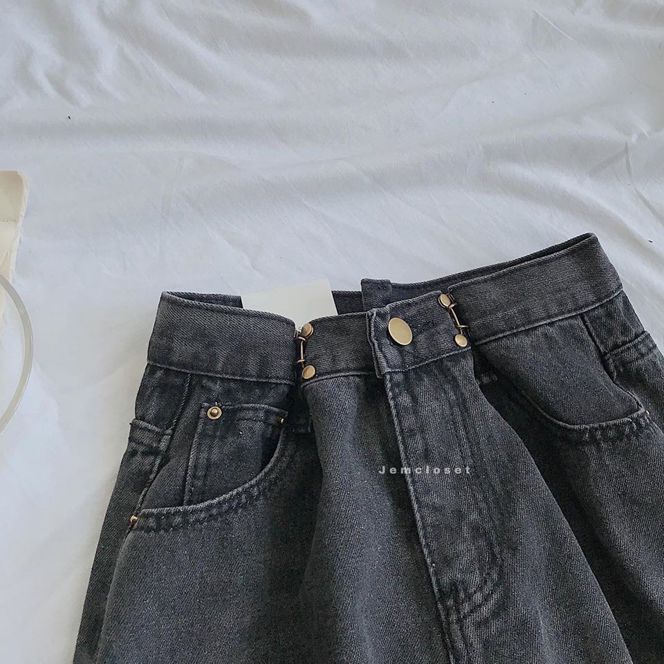 Quần Jeans Ống Rộng Quần Bò Nữ Dáng Suông Lưng Cao Eo Cài EA Trẻ Trung Năng Động Chất Liệu Denim Cao Cấp Mềm Mại 2279
