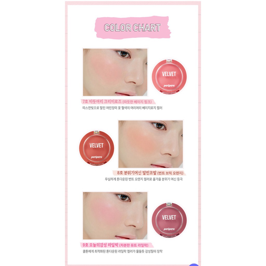 [ CHÍNH HÃNG 100%] Má Hồng Dạng Kem Peripera Pure Blushed Velvet Cheek