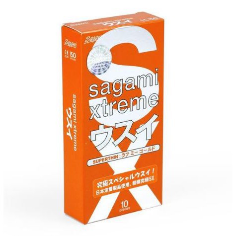 Bao cao su SAGAMI Love Me Orange Hộp 10 chiếc tặng hộp 3 chiếc Sure gai (Hibaby+ Store)