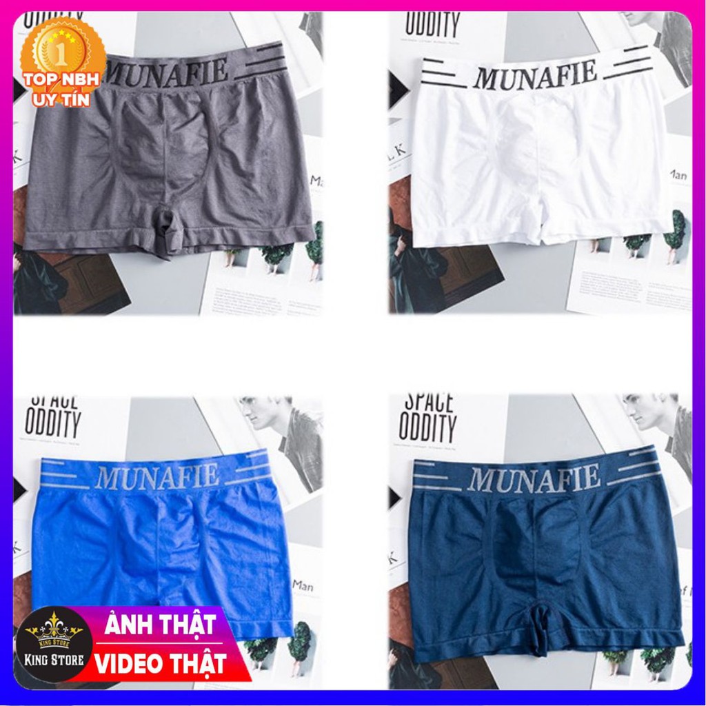 Combo 10 Quần Lót Nam Boxer Munafie Chính hãng, Sịp Đùi Co Giãn 4 Chiều, Free size 45-80kg