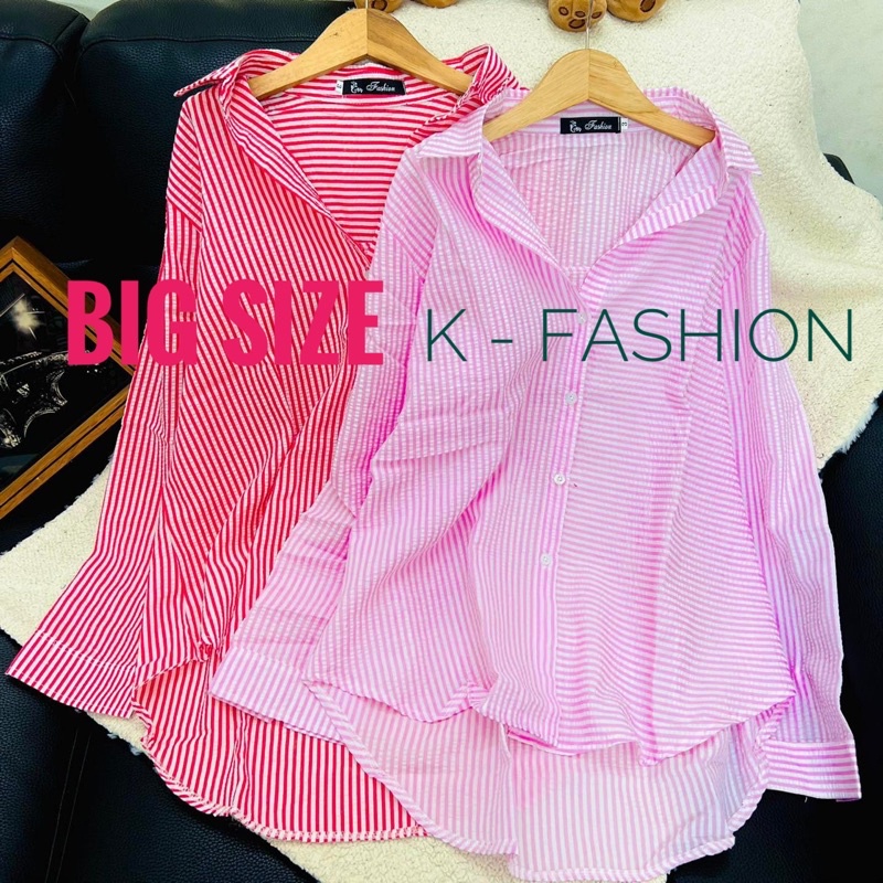 Áo Sơ Mi Nữ Sọc - chất Cotton Thô - BIG SIZE - ĐỦ SIZE