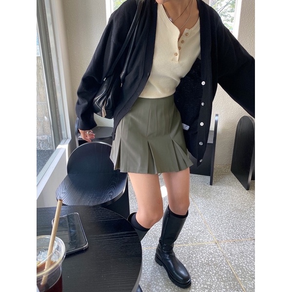 Set chân váy và cardigan chất len cao cấp phong cách thu đông Chaiko Studio