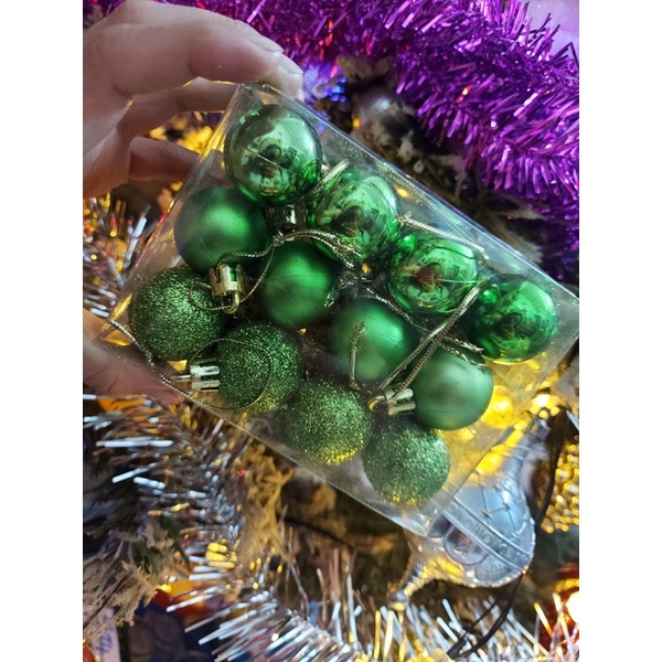 Set 24 trái châu mini trang trí cây thông