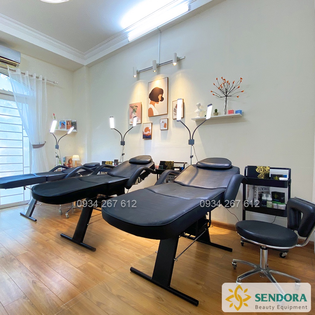 Giường phun xăm, spa, nối mi, Ghế tiêm Filler cao cấp – Màu đen HMBB-8850