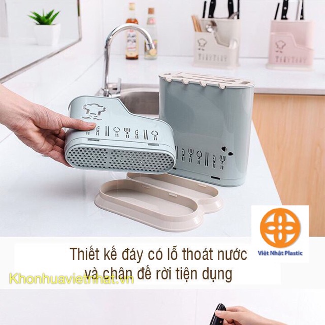 Ống đựng đũa thìa đa năng nhựa Việt Nhật kèm khay cắm dao kéo