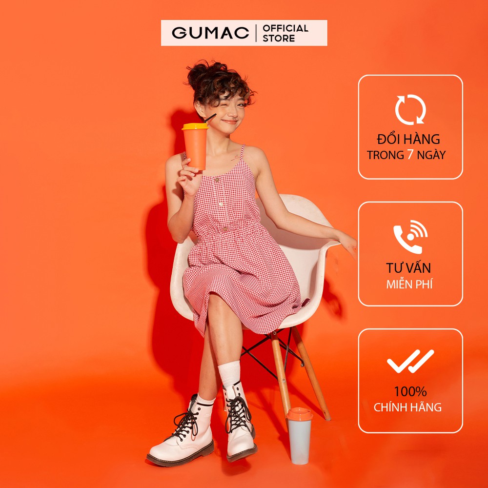 Đầm dây nữ GUMAC thiết kế phong cách trẻ trung, màu Đỏ - Vàng đủ size DA12127 | BigBuy360 - bigbuy360.vn