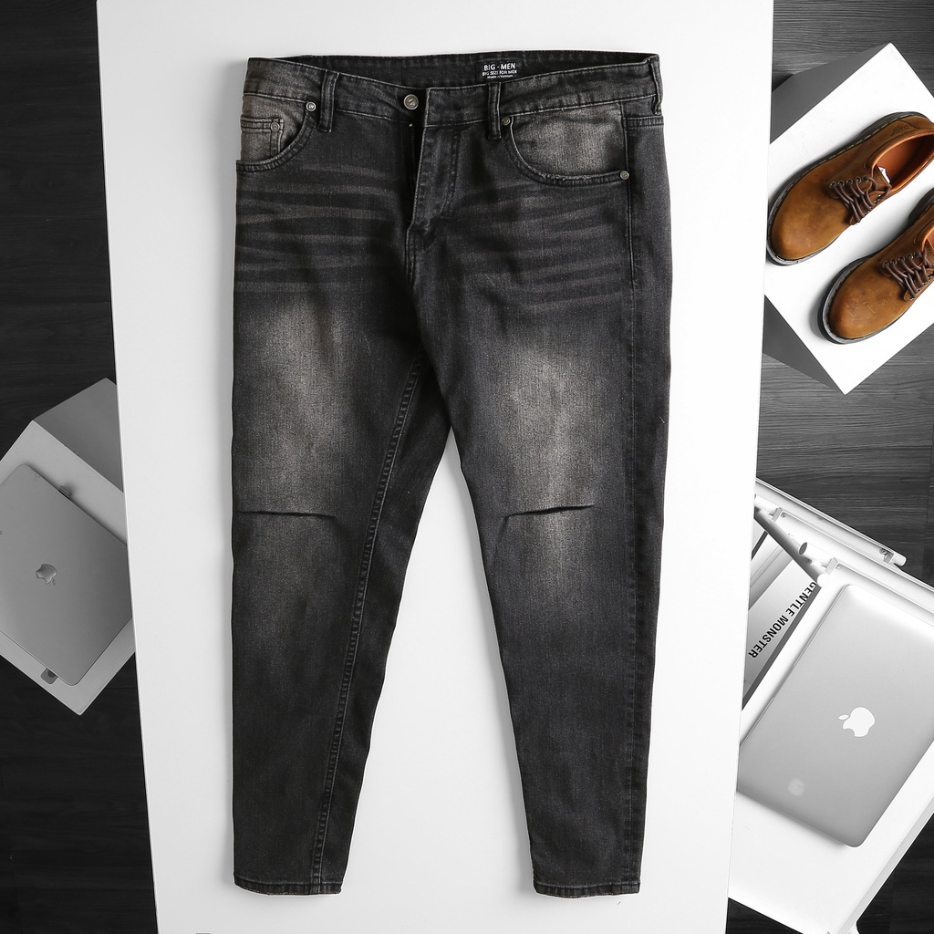 Jean dài nam bigsize 85 - 130kg - wat đen xám Rách ngag QJBM06