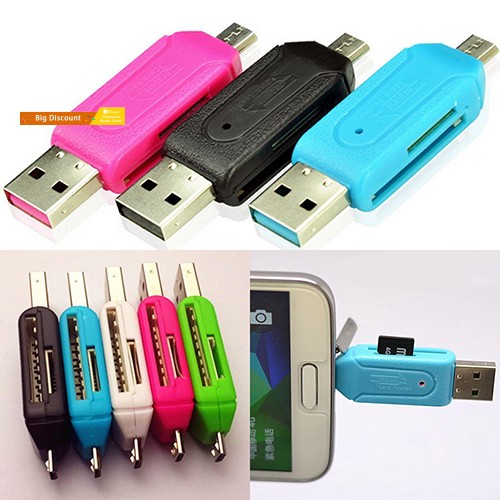 Đầu Đọc Thẻ Nhớ Usb Otg 2 Trong 1 Cho Pc Điện Thoại