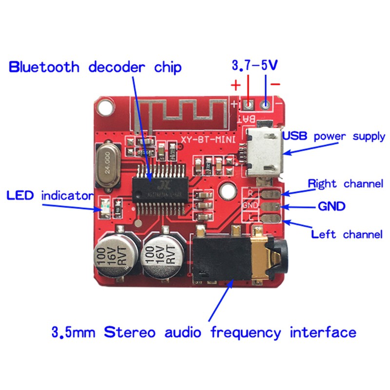 Mạch giải mã âm thanh Bluetooth MP3 Lossless 3.7-5V