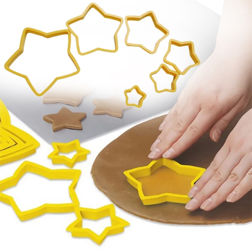 Set 6 Khuôn Cắt Bánh Quy Tạo Hình Cây Thông / Ngôi Sao / 3D Trang Trí Bánh Kem