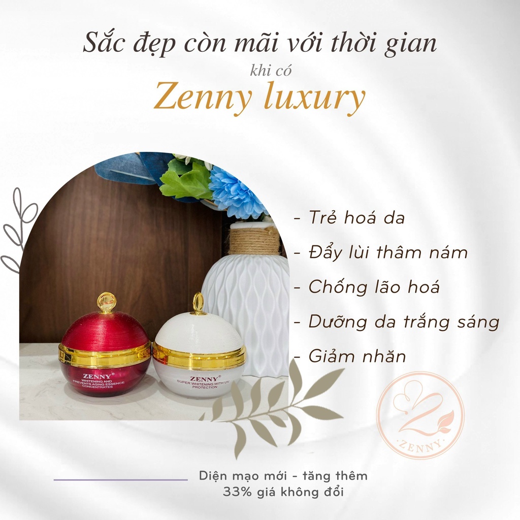 Combo Kem ngăn ngừa sạm nám, tàn nhang, mun, Zenny Luxury-chống lão hoá, dưỡng sáng da