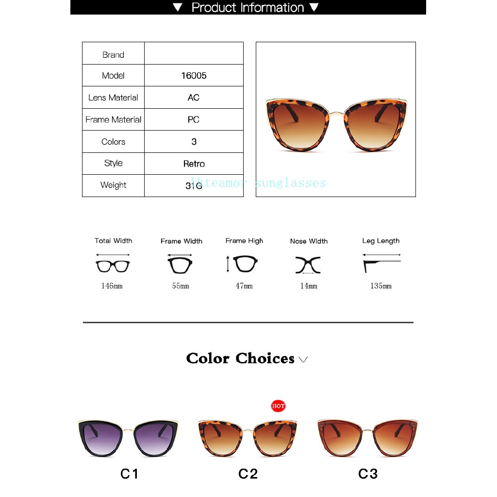 Kính mát mắt mèo phong cách cổ điển thời trang cho nữ