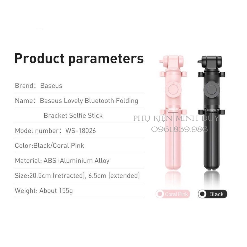 Gậy tự sướng tích hợp Tripod chân xếp gọn Baseus Lovely