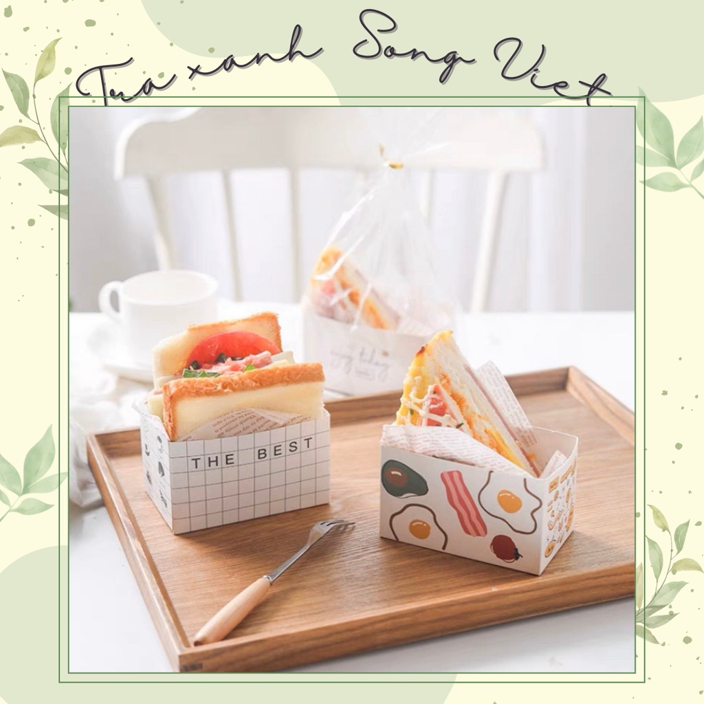 Set 10 hộp đựng sandwich kèm túi đựng và dây buộc