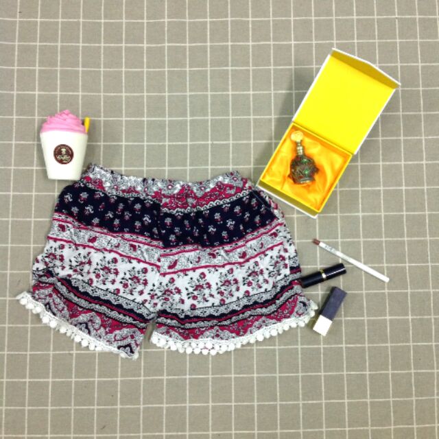 Quần short lanh thổ cẩm ngắn mùa hè boho mẫu 4