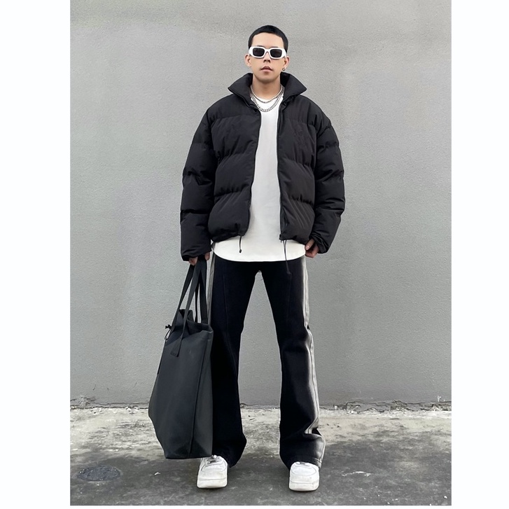 High Street Black Gradient Jeans của nam giới Phong cách Vibe Thiết kế thẳng Quần dài đơn giản Micro-Flare