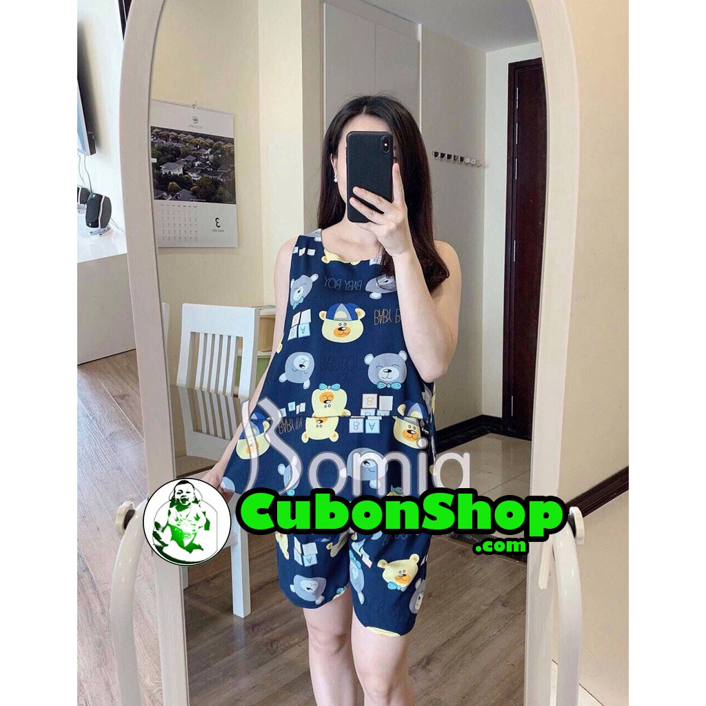 Đồ bộ bầu vải lanh lụa kiểu đùi 2 tầng