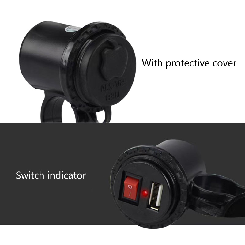 Ổ Cắm Sạc USB 5V 2.1A Chống Thấm Nước Gắn Tay Lái Xe Máy