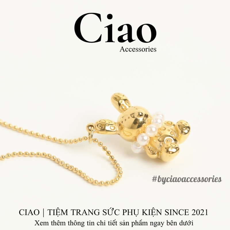 [HOẢ TỐC 1H] Dây chuyền/ Vòng cổ titan không đen gỉ thiết kế đính hạt ngọc phong cách trendy Bunny Ciao