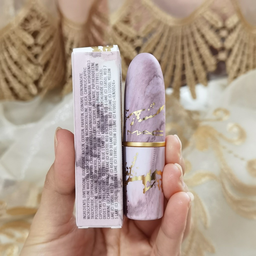 (Hàng Mới Về) Son Môi Mac 3g Vỏ Màu Vàng Hồng Thiết Kế Vỏ Họa Tiết Cẩm Thạch | BigBuy360 - bigbuy360.vn