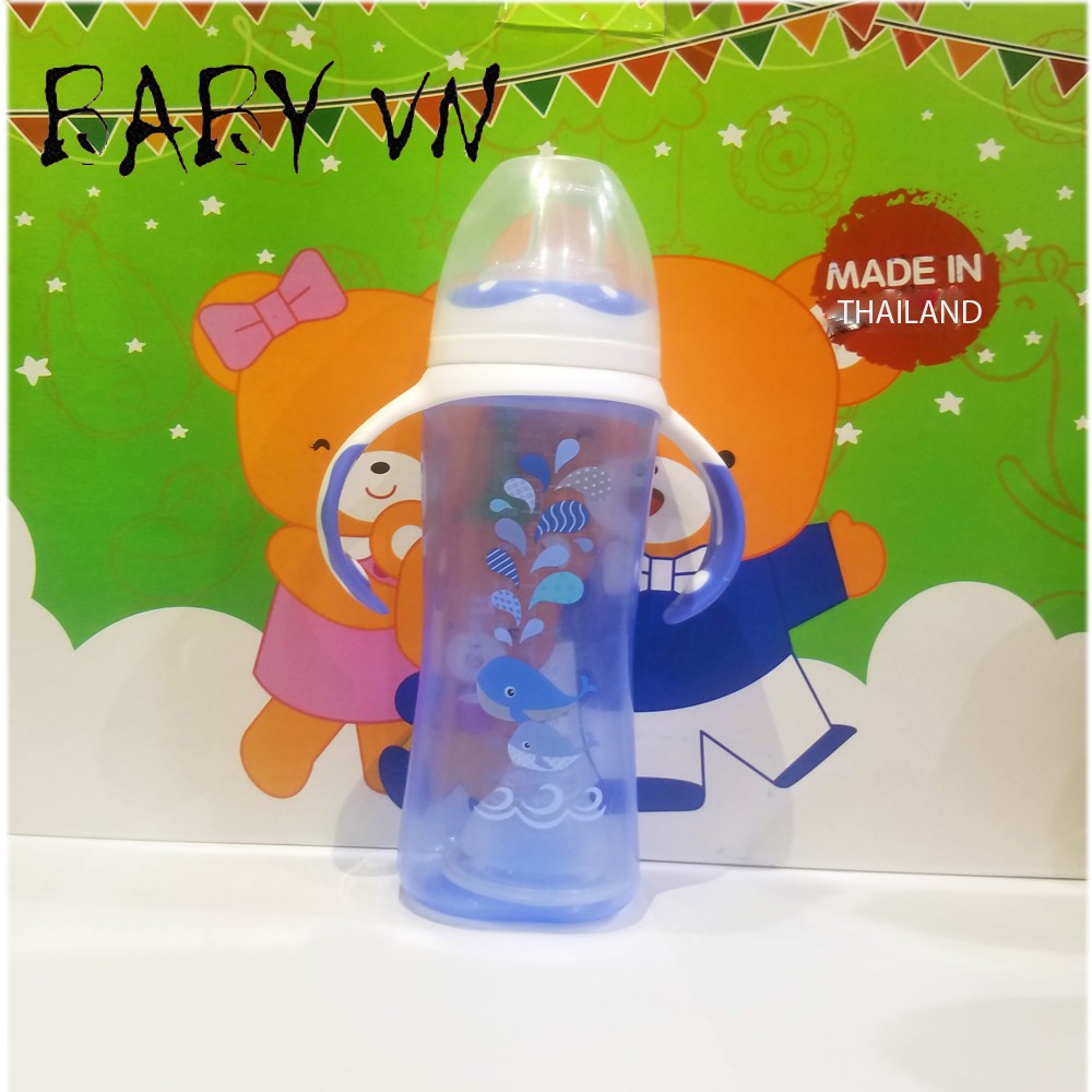 Bình nước cho bé , Bình sữa cho bé , Bình nước và sữa có quai hai núm Babyvn 360ml , HC319