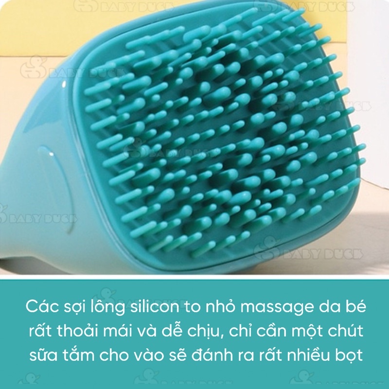 Bàn chải tắm silicon, cọ tắm silicon cho bé, mút tắm massage cho trẻ em ms35798