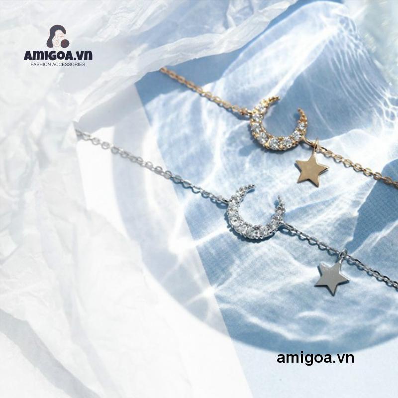 ✨✨vòng cổ Mặt Hình Ngôi Sao Và Mặt Trăng Đính Đá Thời Trang Cho Nữ
