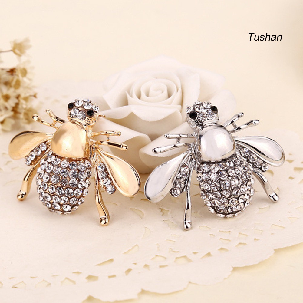 Ghim cài áo hình con ong đính đá lấp lánh cho nữ