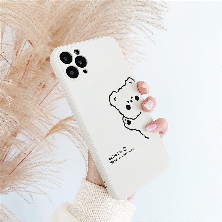 Ốp lưng iphone Bé gấu cạnh vuông 6/6plus/6s/6splus/7/7plus/8/8plus/x/xs/11/12/13/14/pro/max/promax/plus/shin/case