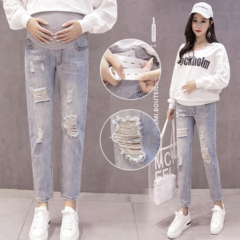 Quần Jean Dài Dáng Rộng Thời Trang Mùa Thu Cho Mẹ Bầu