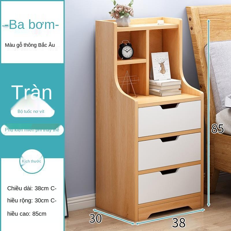 Bàn đầu giường hiện đại tối giản theo phong cách Scandinavian đặc biệt ưu đãi phòng ngủ tập thể tủ nhỏ màu gỗ chắc