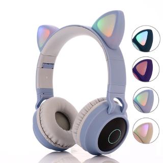 Tai Nghe Bluetooth 5.0 Hình Tai Mèo Có Đèn Led Kèm Mic