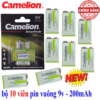 Vỉ 10 Viên Pin Sạc vuông 9V Camelion AlwaysReady dung lượng 200mAh
