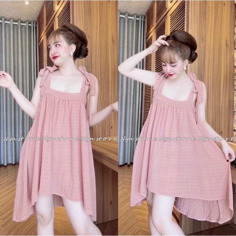 Đầm Ngủ Lụa Xốp Cột Nơ Siêu Dễ Thương