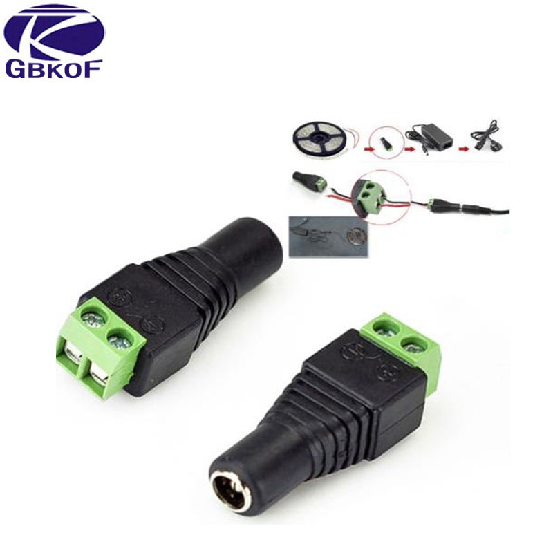 1 Cái 2.1 x 5.5mm DC Nguồn Nữ Đầu cắm Bộ chuyển đổi Jack cắm Đầu nối cho Camera quan sát DVR Đèn LED dải ánh sáng