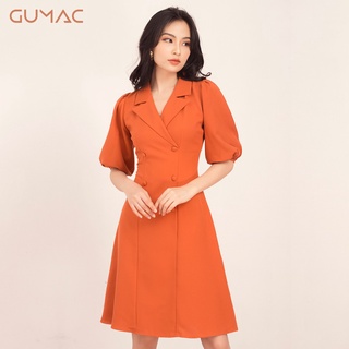 Đầm cổ vest nút bọc DA555 GUMAC