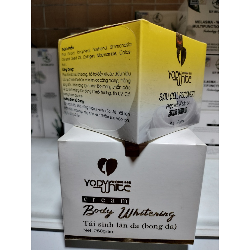Bộ kem Body bong da và Body Phục hồi YODY WHITE Phương Anh 150gr - Kem body dưỡng thể cải thiện tông da