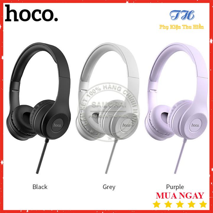 Tai Nghe Chụp Tai Hoco W21- 3 Màu Tím/Đen/Xám - Hàng Chính Hãng