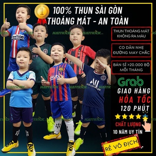 Bộ bóng đá trẻ em cho bé NHIỀU MẪU NHẤT (11kg - 41kg), thun Sài Gòn thoáng mát, chất lượng, xưởng bán sỉ