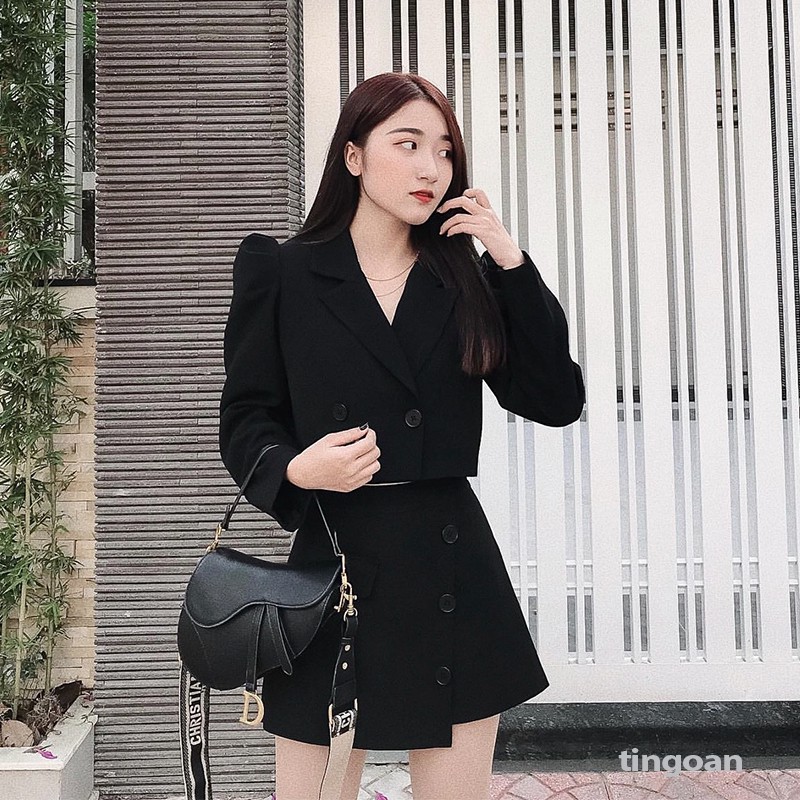 Quần váy cạp cao vạt chéo 3 cúc đen SOFT GLAM SKORT /BL | BigBuy360 - bigbuy360.vn