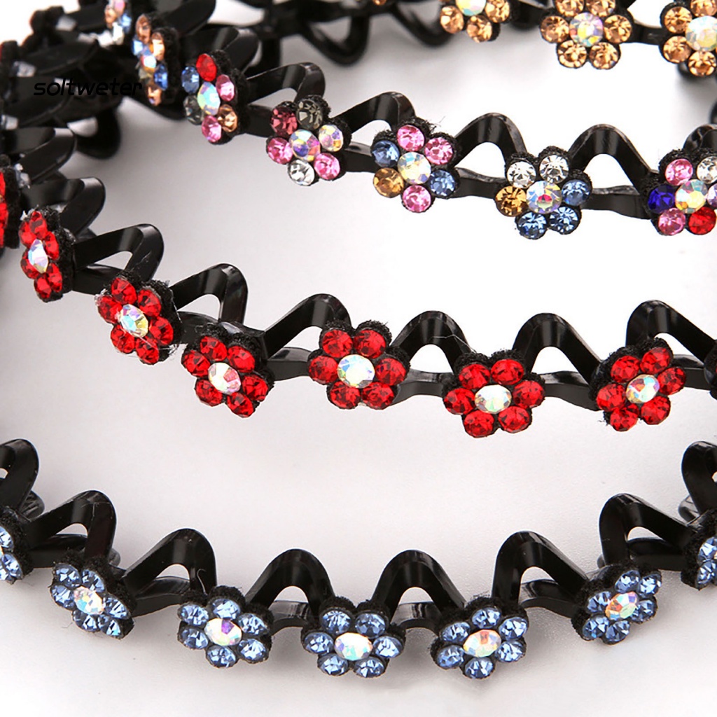 Băng Đô Cài Tóc Đính Đá Lấp Lánh Chống Trượt Thời Trang Cho Nữ