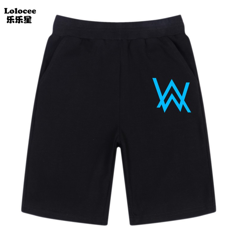 Quần Short Cotton In Logo Alan Walker Dạ Quang Cá Tính Cho Bé Trai Gái