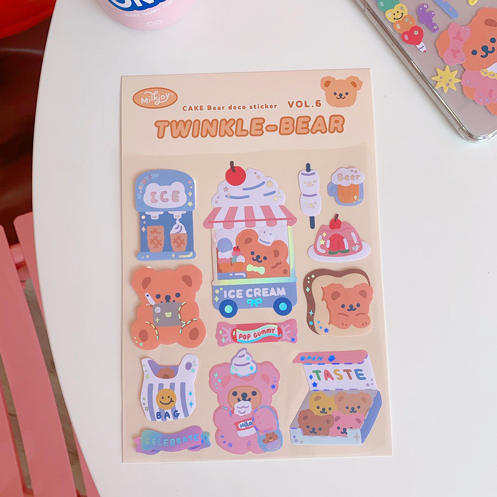 Hình dán Gấu dán sổ đồ dùng học tập, sticker cute trang trí bàn học Sumi